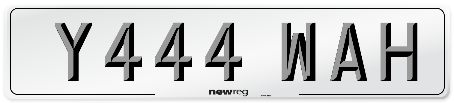 Y444 WAH Number Plate from New Reg